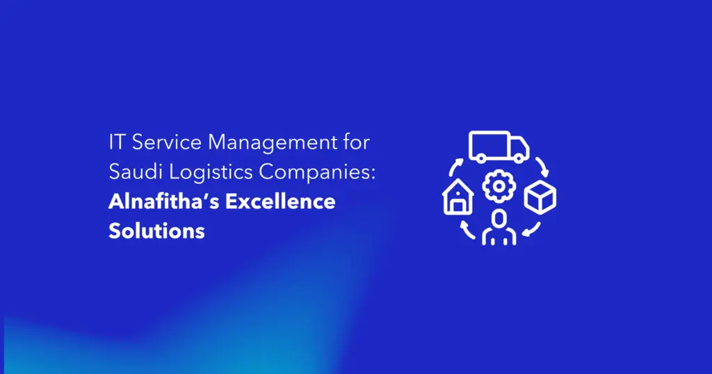 Digital transformation in logistics concept with title and icons on blue gradient background