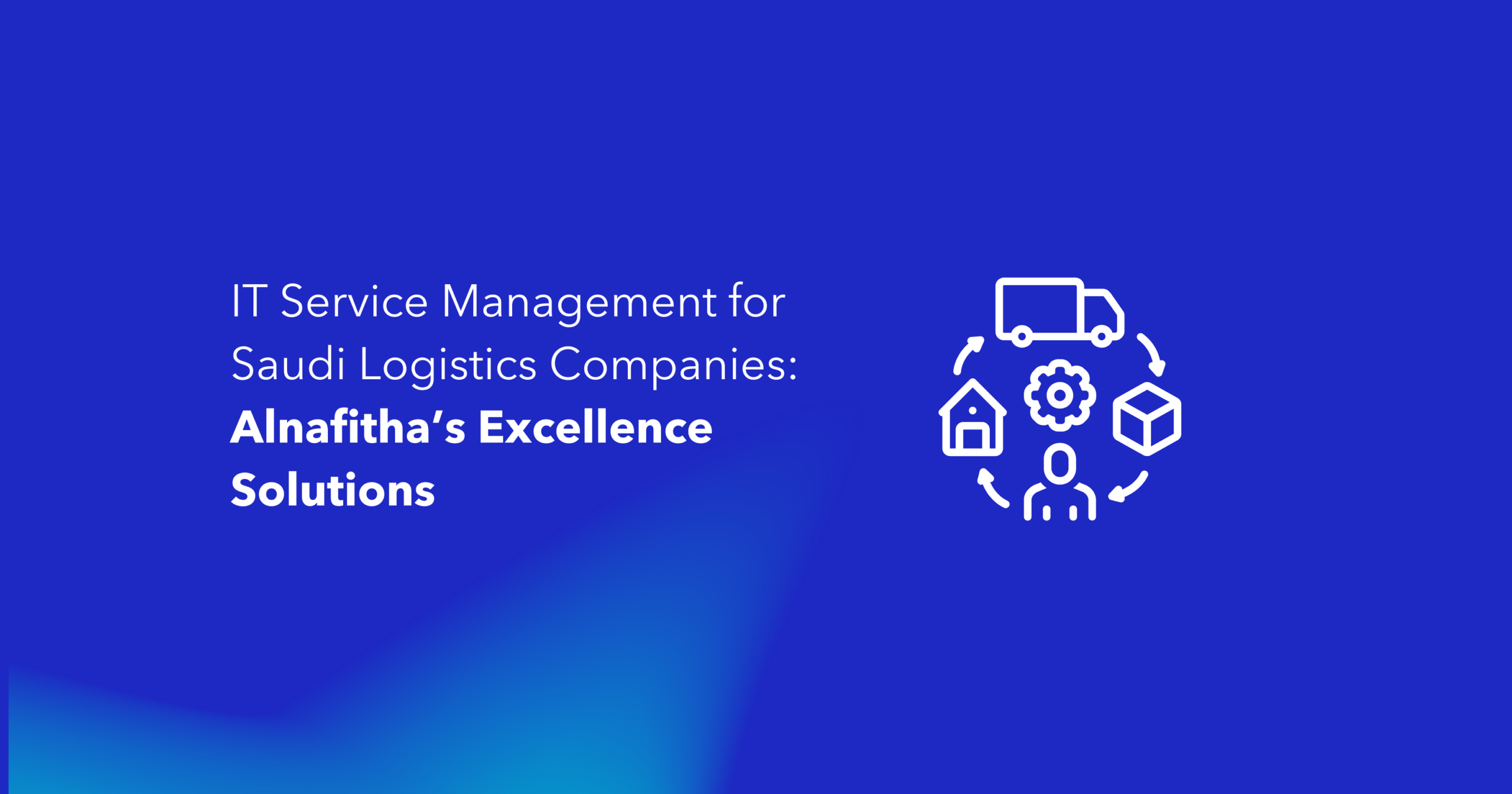 Digital transformation in logistics concept with title and icons on blue gradient background