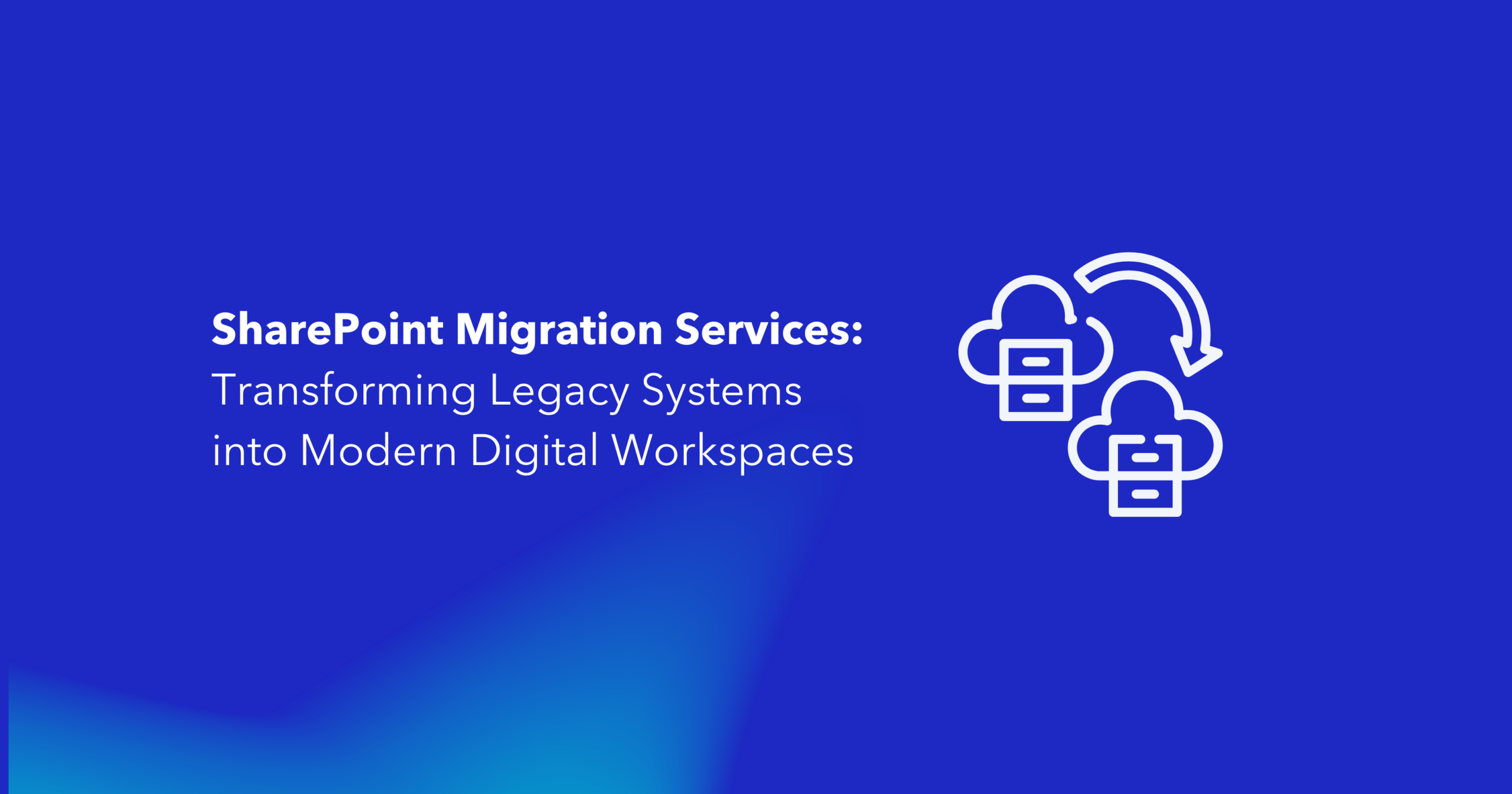 SharePoint Migration Services concept with cloud storage and data transfer visualization