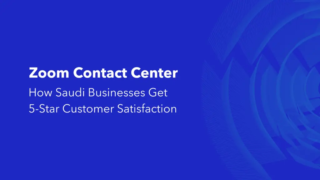 Zoom Contact Center presentation slide with blue gradient background and white text title