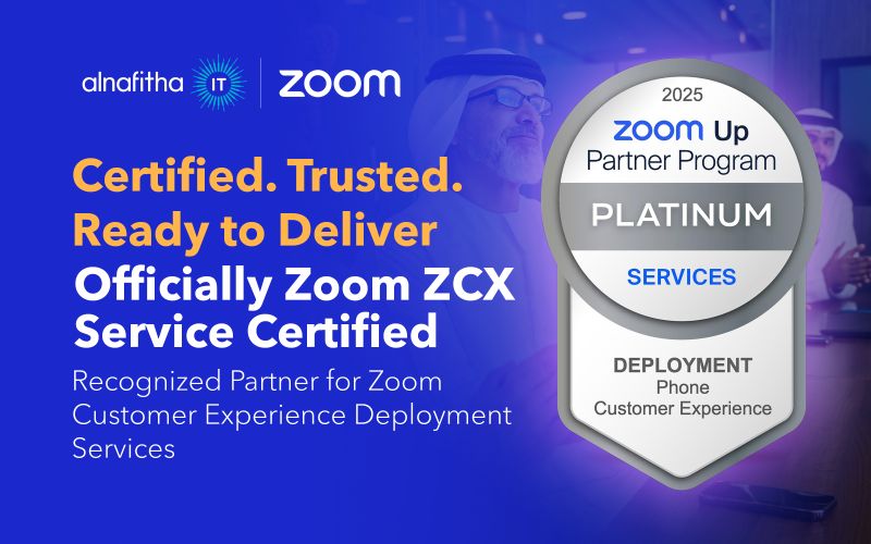 Zoom ZCX deployment certification platinum partner badge for Alnafitha IT 2025