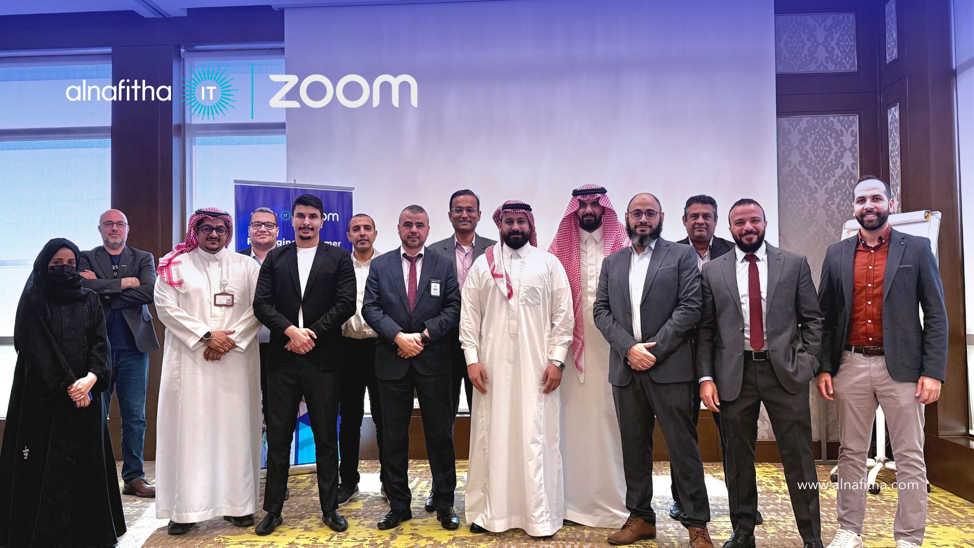 Alnafitha IT and Zoom team members at joint event in Saudi Arabia