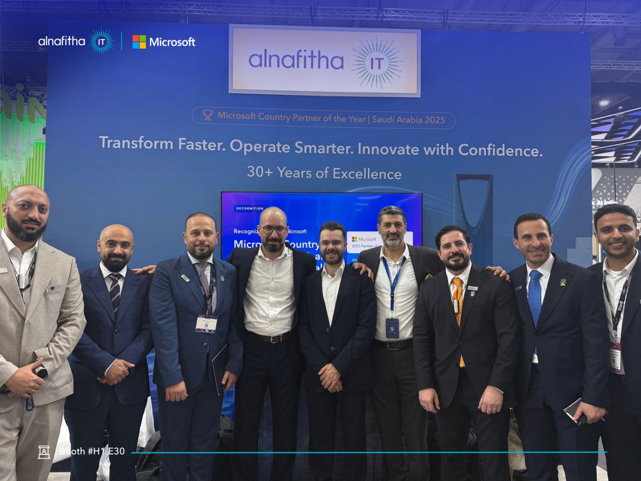 Alnafitha IT team at LEAP 2026 booth, Microsoft Country Partner of the Year Saudi Arabia 2025